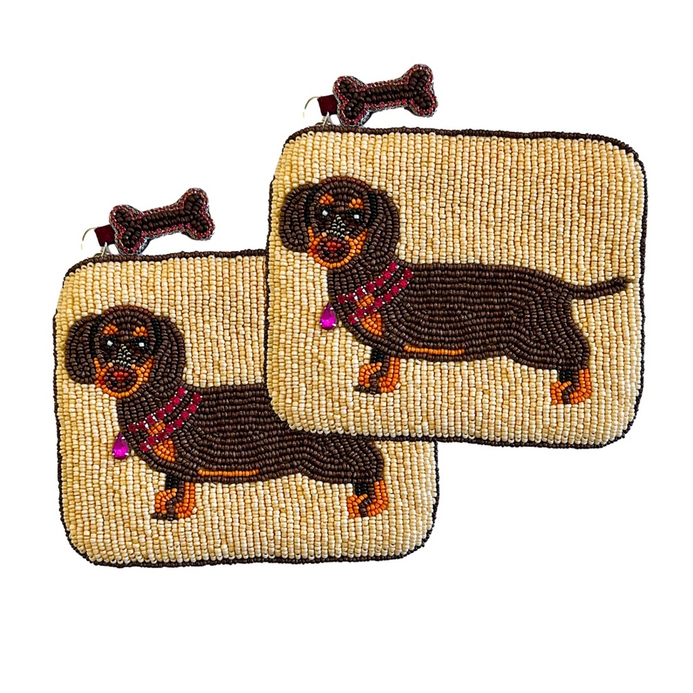 Dachshund Coin Purse, Dog Beaded Bag Lily Posh - Picture 3 of 4